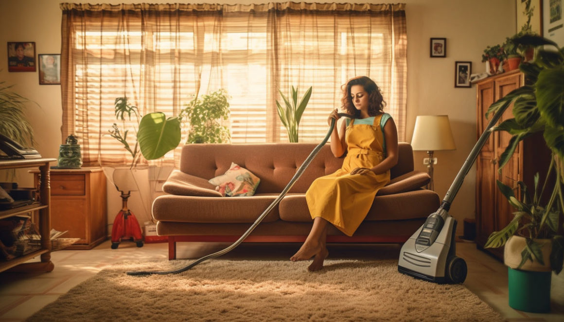 Woman preparing her vacuum for a professional cleaning service